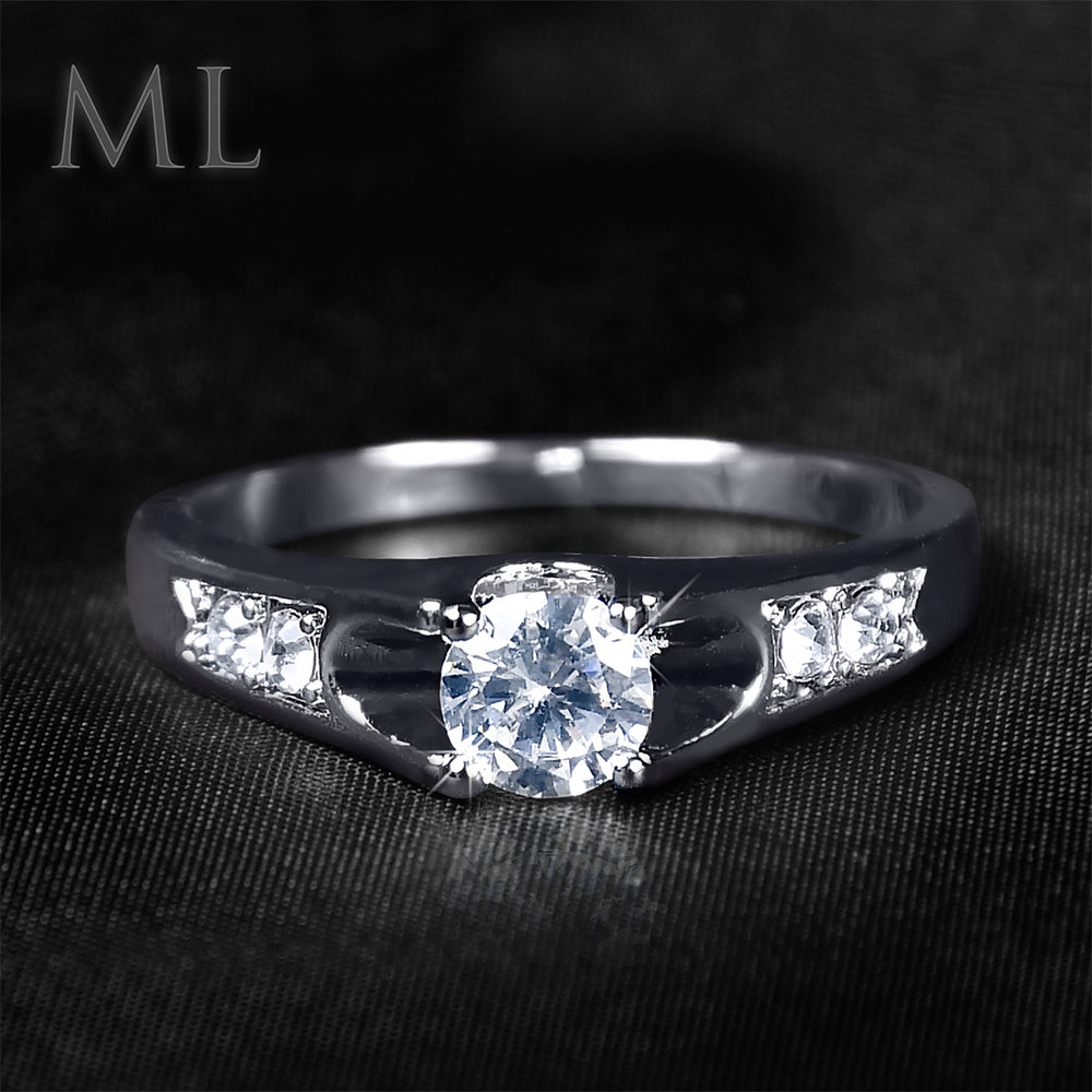 Women's Engagement RING 0.50 Carat ROUND CUT White Gold Plated SIZE 5-9