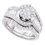 14kt White Gold Womens Princess Diamond Bridal Wedding Engagement Ring Band Set 1-1/4 Cttw