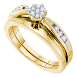 14k Yellow Gold Womens Round Diamond Bridal Wedding Engagement Ring Band Set 1/4 Cttw