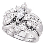 14kt White Gold Womens Marquise Diamond Bridal Wedding Engagement Ring Band Set 2.00 Cttw