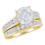 14kt Yellow Gold Womens Diamond Soleil Cluster Bridal Wedding Engagement Ring Band Set 1/2 Cttw