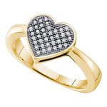 10kt Yellow Gold Womens Round Diamond Heart Love Cluster Ring 1/10 Cttw