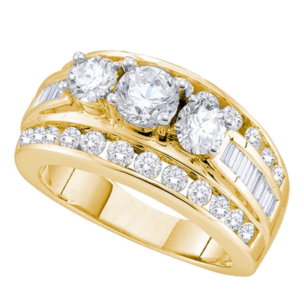 14kt Yellow Gold Womens Round Diamond 3-stone Bridal Wedding Engagement Ring 1.00 Cttw