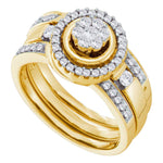 14kt Yellow Gold Womens Round Diamond Bridal Wedding Engagement Ring Band Set 1/2 Cttw