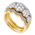 14kt Yellow Gold Womens Round Diamond 3-piece Bridal Wedding Engagement Ring Band Set 1-1/2 Cttw