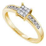 14kt Yellow Gold Womens Princess Diamond Square Cluster Ring 1/4 Cttw