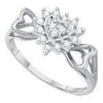 10kt White Gold Womens Round Diamond Heart Love Ring 1/5 Cttw