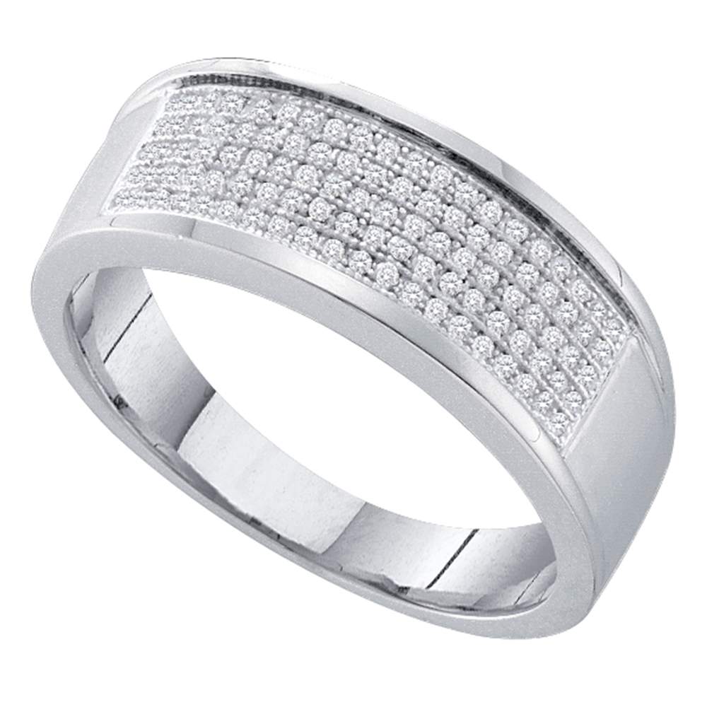 Sterling Silver Womens Round Diamond Wedding Anniversary Band Ring 1/3 Cttw