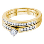 10kt Yellow Gold Womens Round Diamond Bridal Wedding Engagement Ring Band Set 1/2 Cttw