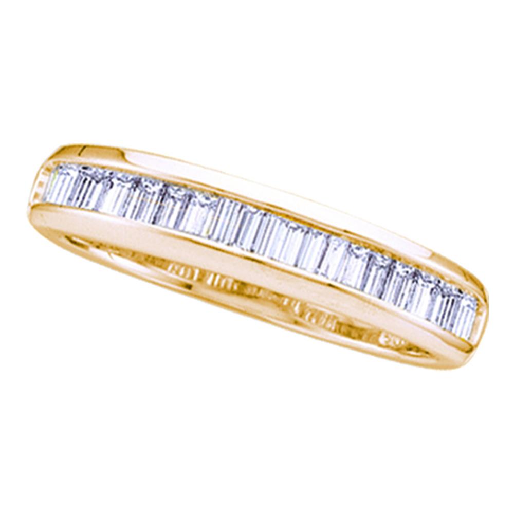 Yellow-tone Sterling Silver Womens Baguette Diamond Wedding Band Ring 1/3 Cttw