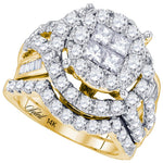 14kt Yellow Gold Womens Princess Round Diamond Soleil Bridal Wedding Engagement Ring Band Set 3.00 Cttw
