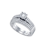 14kt White Gold Womens Round Diamond Bridal Wedding Engagement Ring Band Set 5/8 Cttw