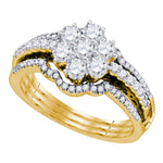 14kt Yellow Gold Womens Diamond Cluster Bridal Wedding Engagement Ring Band Set 1.00 Cttw