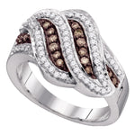 10kt White Gold Womens Round Cognac-brown Color Enhanced Diamond Band Ring 1/2 Cttw