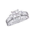 14kt White Gold Womens Princess Diamond Bridal Wedding Engagement Ring Band Set 1.00 Cttw - Size 8