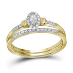 10k Yellow Gold Womens Marquise Diamond Bridal Wedding Engagement Ring Band Set 1/5 Cttw