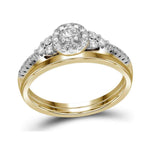 10k Yellow Gold Womens Round Diamond Slender Wedding Bridal Engagement Ring Band Set 1/3 Cttw