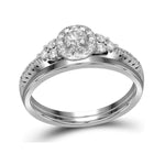 10k White Gold Womens Round Diamond Slender Wedding Bridal Engagement Ring Band Set 1/3 Cttw