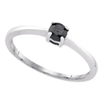 10kt White Gold Womens Round Black Color Enhanced Diamond Solitaire Bridal Wedding Engagement Ring 1/4 Cttw