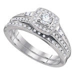 10k White Gold Womens Round Diamond Bridal Wedding Engagement Ring Band Set 1/2 Cttw