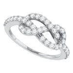 10k White Gold Womens Round Diamond Infinity Woven Love Anniversary Ring 3/4 Cttw