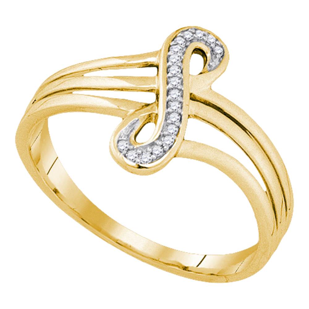 10kt Yellow Gold Womens Round Diamond Vertical Infinity Strand Ring 1/20 Cttw