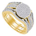 10k Yellow Gold Womens Round Diamond Cluster Bridal Wedding Engagement Ring Band Set 3/8 Cttw