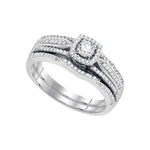 10k White Gold Womens Round Diamond Bridal Wedding Engagement Ring Band Set 3/8 Cttw