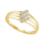 10kt Yellow Gold Womens Round Diamond Stripe Band Ring 1/20 Cttw