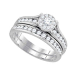 14kt White Gold Womens Round Diamond Bridal Wedding Engagement Ring Band Set 1.00 Cttw