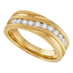 10k Yellow Gold Mens Round Diamond Channel-set Wedding Anniversary Band 1/4 Cttw