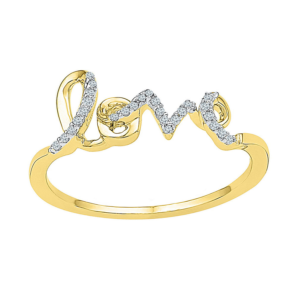 10kt Yellow Gold Womens Round Diamond Love Band Ring 1/12 Cttw