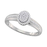 10kt White Gold Womens Round Diamond Cluster Bridal Wedding Engagement Ring 1/6 Cttw