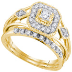 10kt Yellow Gold Womens Diamond Round Bridal Wedding Engagement Ring Band Set 1/3 Cttw