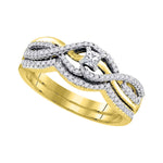 10kt Yellow Gold Womens Princess Diamond Bridal Wedding Engagement Ring Band Set 1/3 Cttw