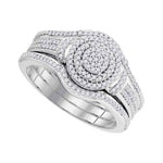 10kt White Gold Womens Round Diamond 3-Piece Bridal Wedding Engagement Ring Band Set 1/3 Cttw