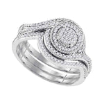 10kt White Gold Womens Diamond Circle Cluter Bridal Wedding Engagement Ring Band Set 1/3 Cttw