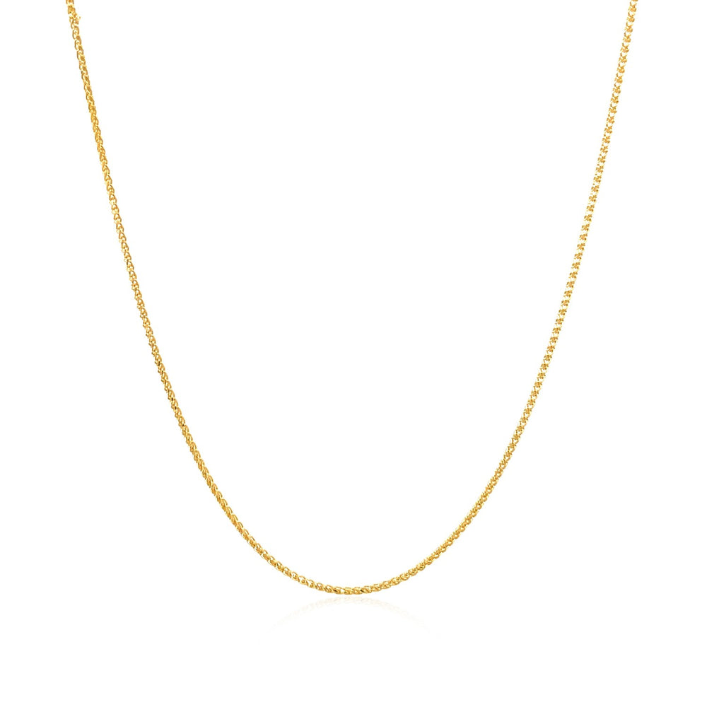 14k Yellow Gold Diamond Cut Round Wheat Chain 0.6mm