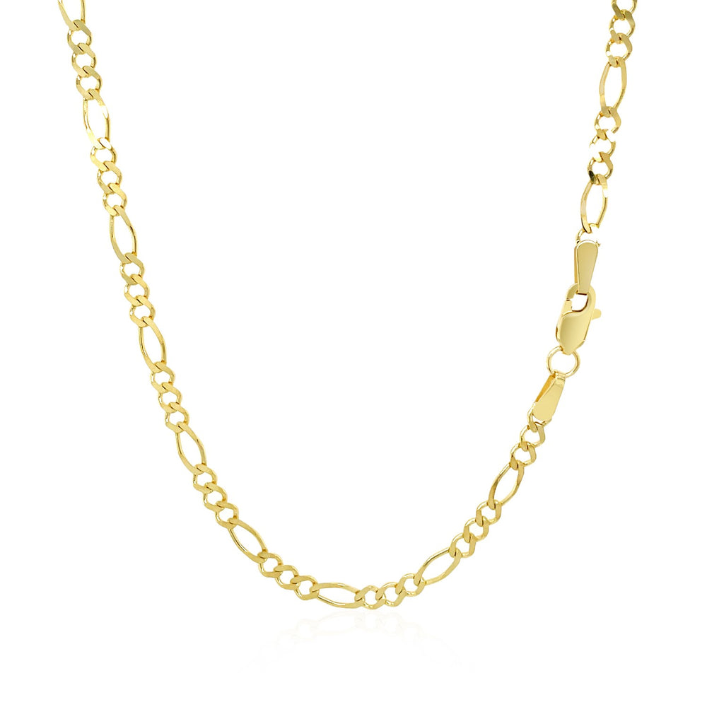 2.8mm 14k Yellow Gold Solid Figaro Chain