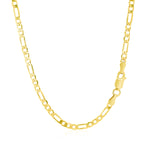 3.1mm 14k Yellow Gold Solid Figaro Chain