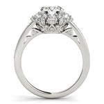 14K White Gold Antique Style Halo Round Diamond Engagement Ring (2 ct. tw.)