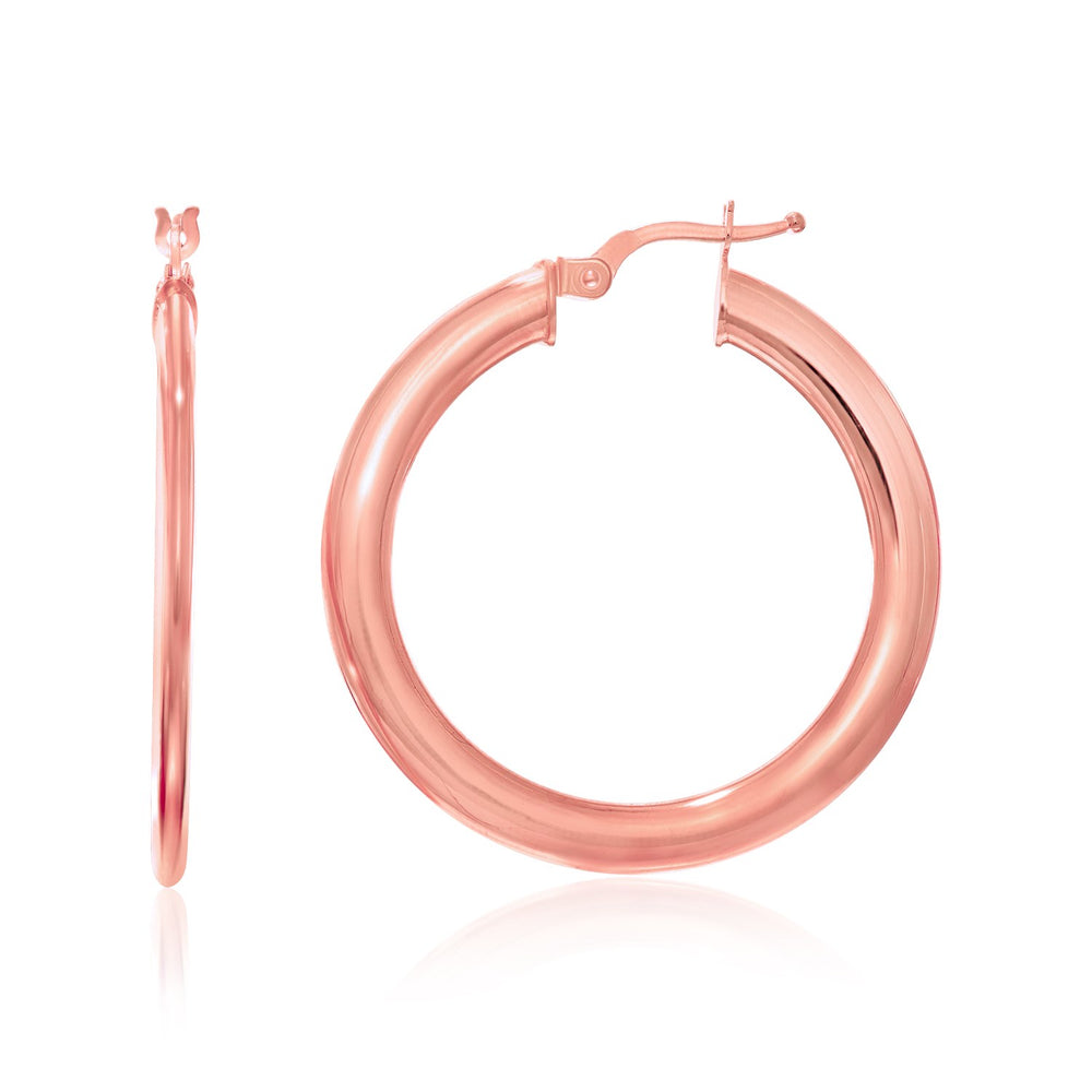 14k Rose Gold Round Slim Design Hoop Earrings