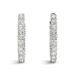 14k White Gold Two Sided Prong Set Diamond Hoop Earrings (3 1/2 cttw)