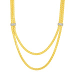 Two Strand Woven Rope Necklace with Diamond Accents in 14k Yellow Gold