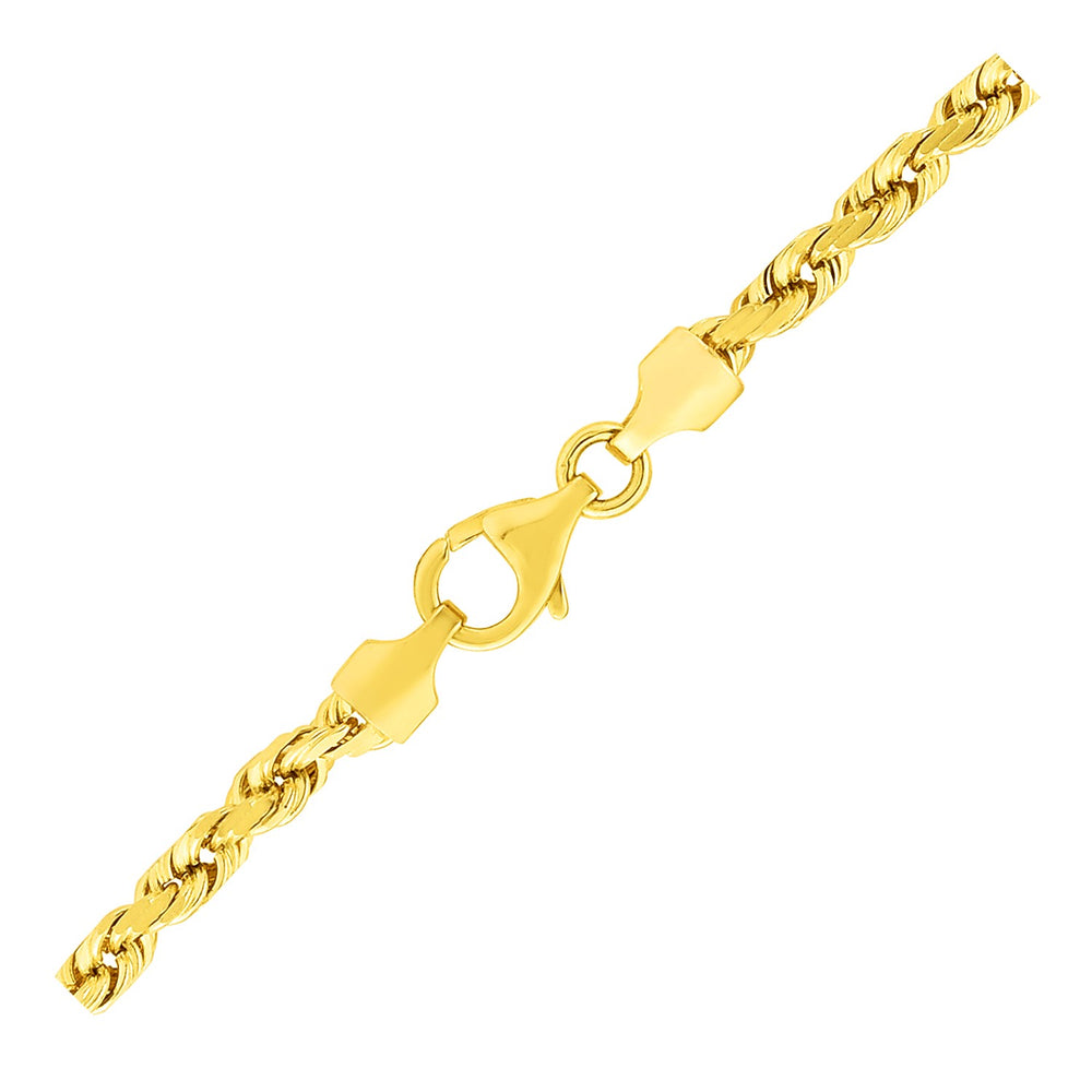 3.5mm 10k Yellow Gold Solid Diamond Cut Rope Bracelet