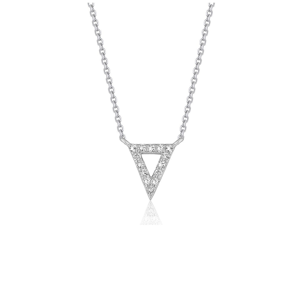 Diamond Inverted Triangle Pendant in 14k White Gold