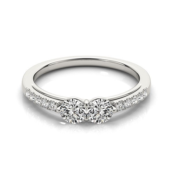 14k White Gold Two Stone Round Diamond Ring (5/8 cttw)