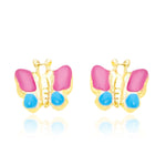 14k Yellow Gold Earrings with a Butterfly Design