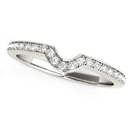 14k White Gold Modern Curved Prong Set Diamond Wedding Band (1/8 cttw)