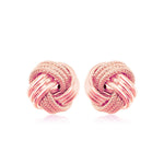 14k Rose Gold Love Knot with Ridge Texture Earrings